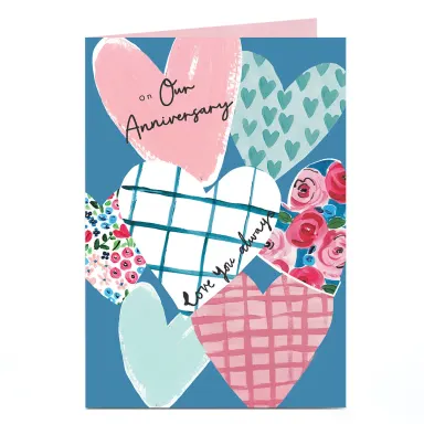 Anniversary Card - Love You Always Patchwork Hearts