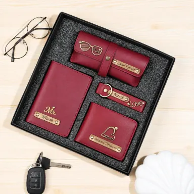 Customized Couple Gift Set for Men & Women (Wine Red)