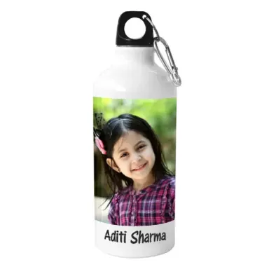 White Personalised Sipper Bottle - water bottles with photo and name
