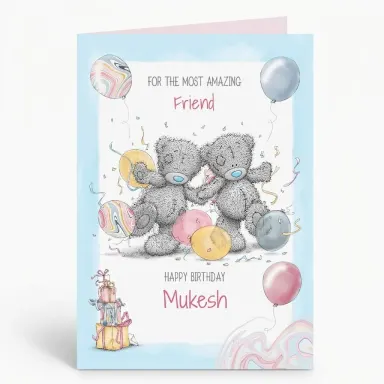 Personalized Tatty Teddy "Most Amazing Friend" Birthday Card
