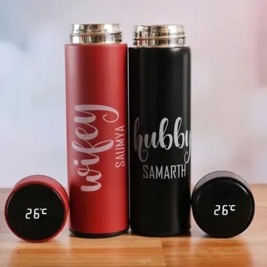 Personalised LED Temperature Bottles- Set Of 2