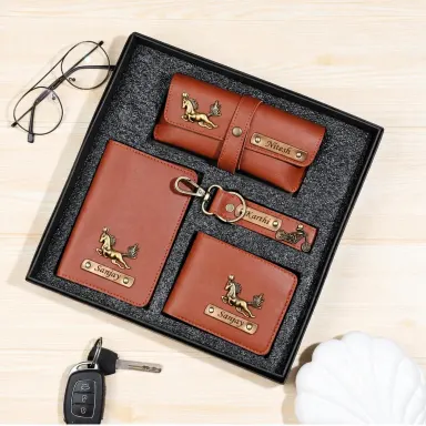 Customized Men's Leather Wallet Gift Set