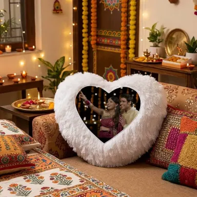 Heart Shaped Personalized LED Fur Cushion