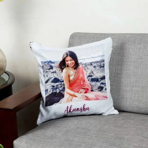 Personalized Photo Magic Reveal Sequin Cushion - Image 2