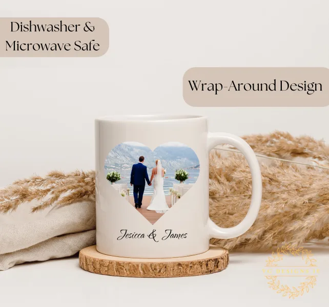 Personalized 11oz Ceramic Coffee Mug with Custom Photo & Special Date - product view 2