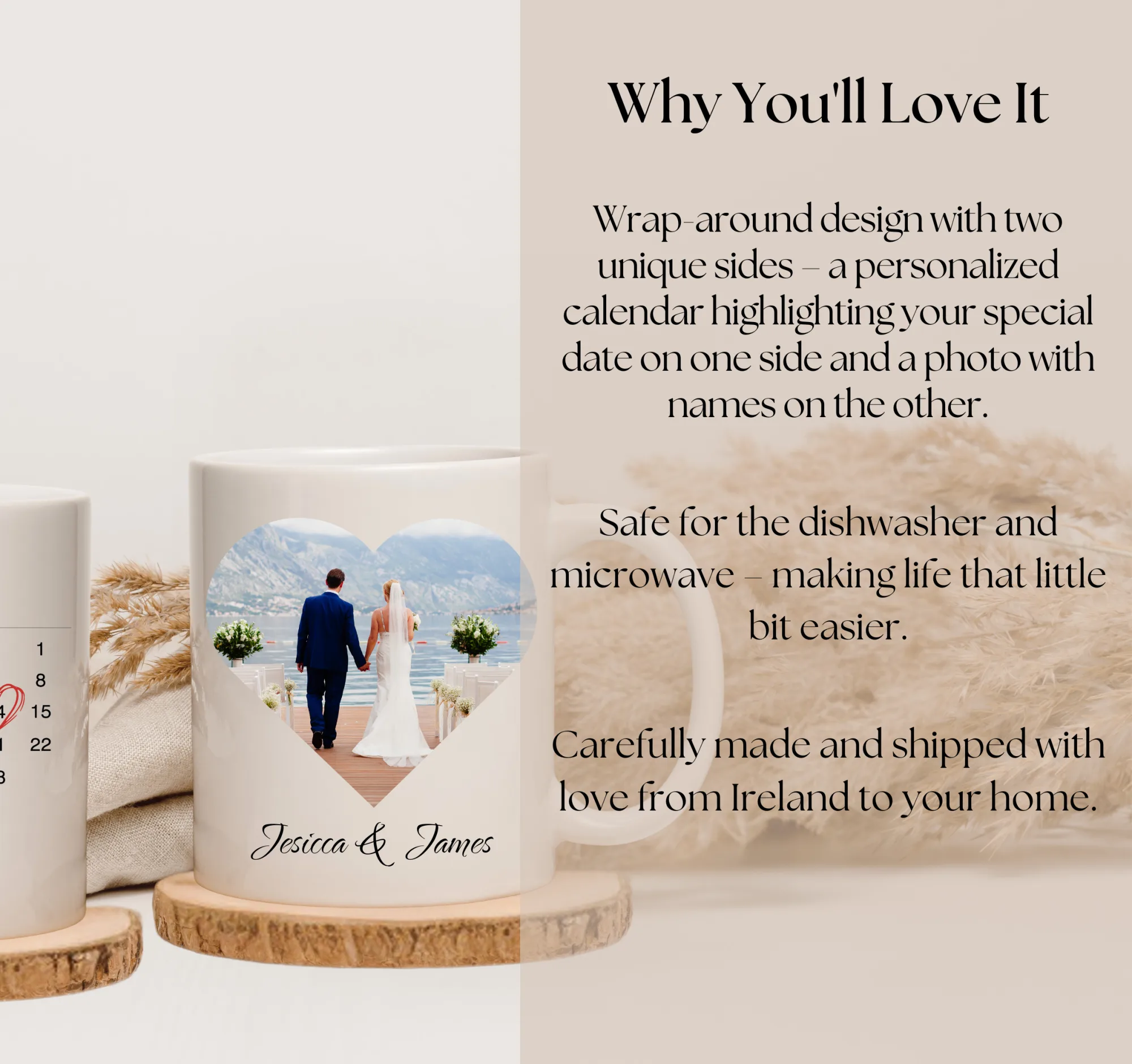 Personalized 11oz Ceramic Coffee Mug with Custom Photo & Special Date - product view 4