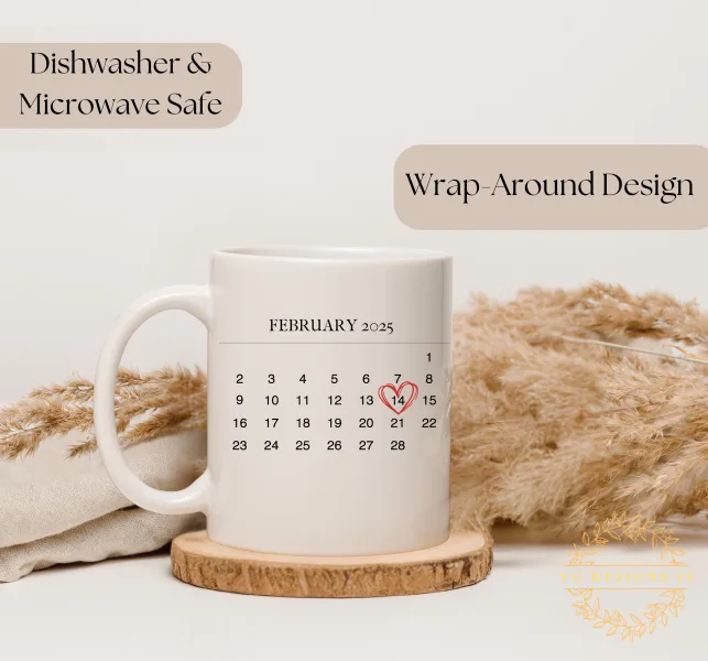 Personalized 11oz Ceramic Coffee Mug with Custom Photo & Special Date - product view 3
