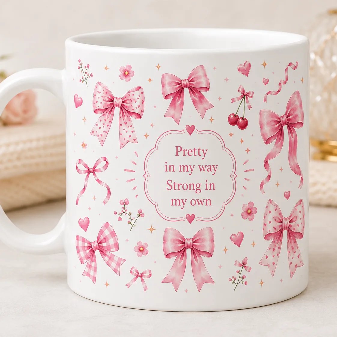 I'm Just A Girl – Coquette Bow Premium Ceramic Mug | 11 oz - Image 2