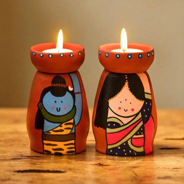 Handmade Terracotta Tealight Holder | Traditional Clay Diya with Holder | Diwali Decoration | Festive Home & Pooja Decor | Indian Handcrafted Decor - Image 2