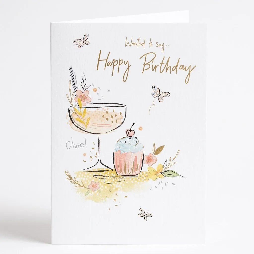 Birthday Card - Cocktail and Cupcake
