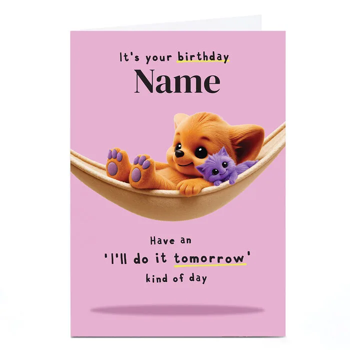 Personalised Wimzee Birthday Card - Do It Tomorrow Day