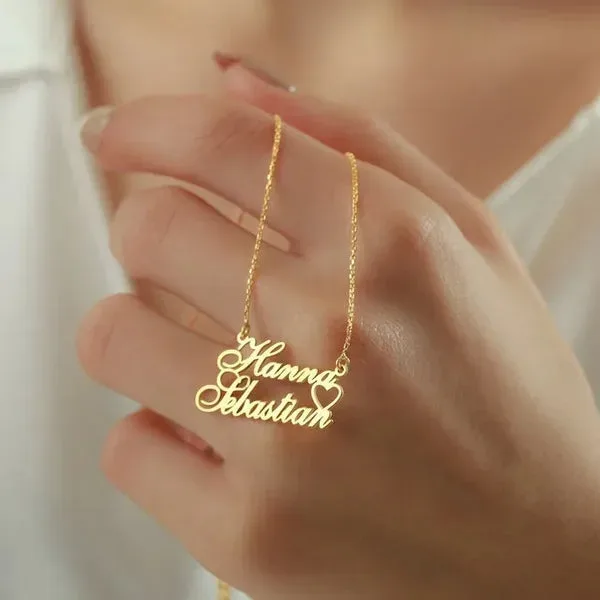 Personalised Gold Plated Heart Name Necklace – Custom Name Jewelry