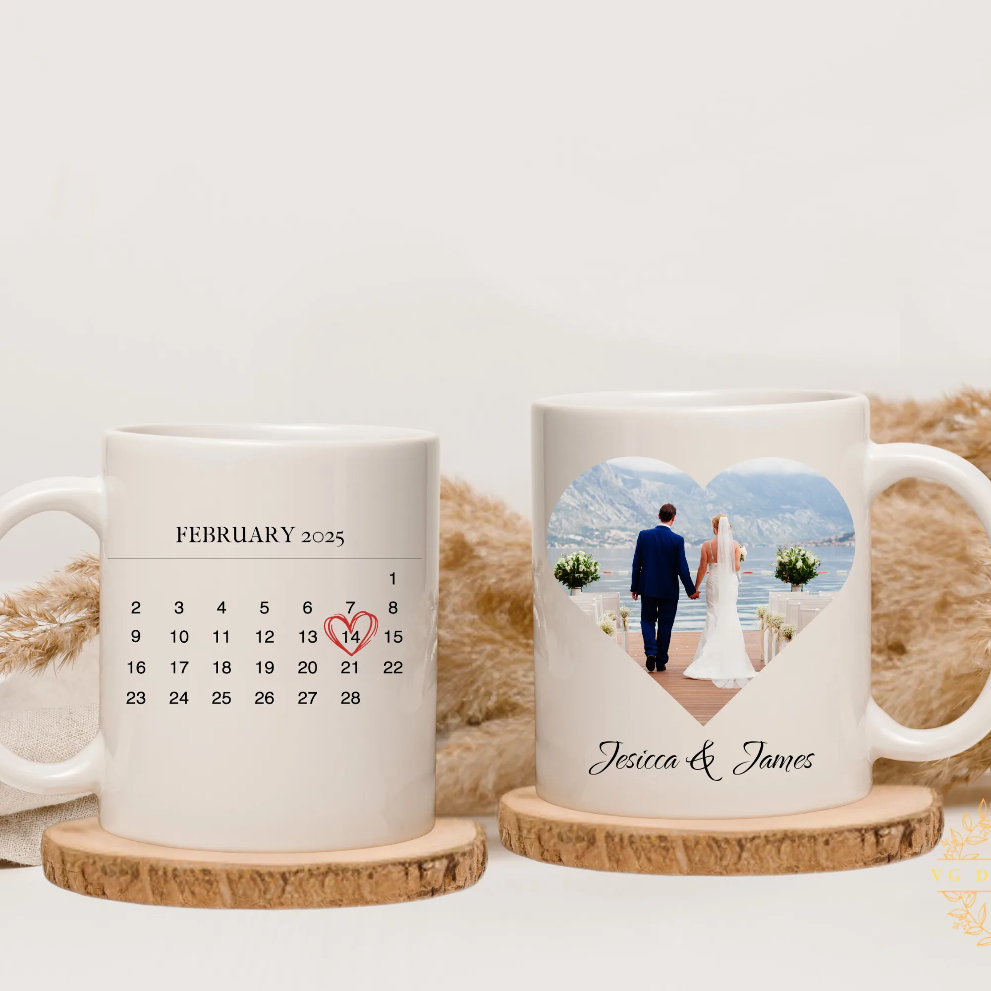 Personalized 11oz Ceramic Coffee Mug with Custom Photo & Special Date