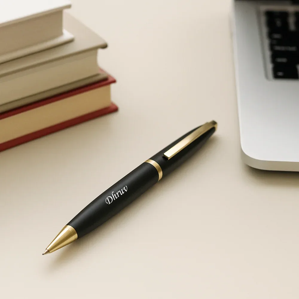 Personalized Pen with Gift Box | Custom Name Engraved Black & Gold Pen