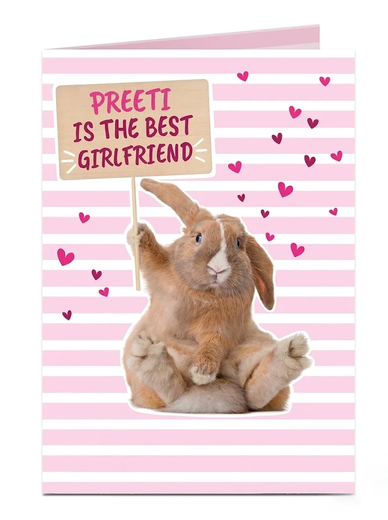 Personalised Card - Cute Rabbit Best Girlfriend