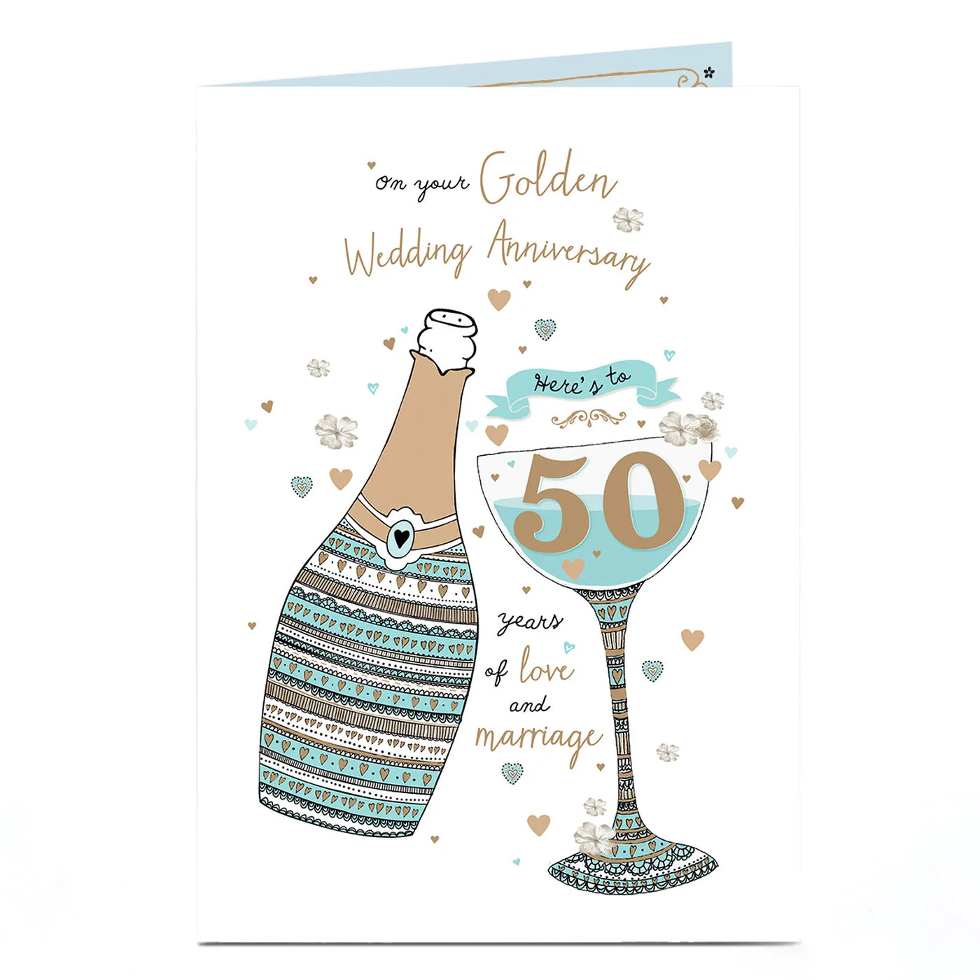 Personalised 50th Anniversary Card – On Your Golden Wedding Anniversary Champagne