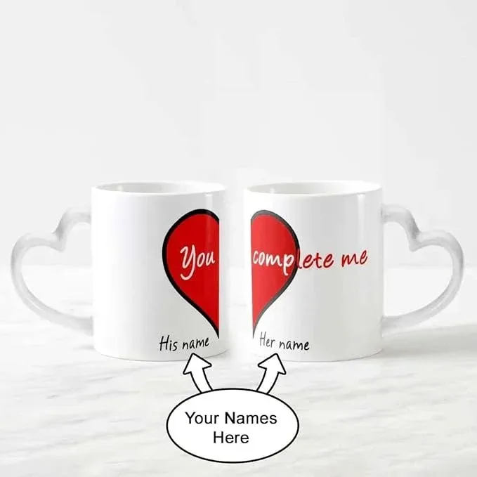 You Complete Me – Personalized Name Printed Couple Mug Set
