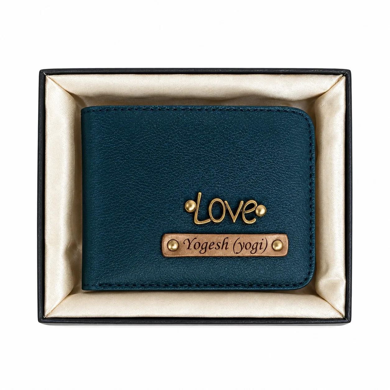 Personalized Wallet for Men with Custom Name Plate & Love Emblem - product view 2
