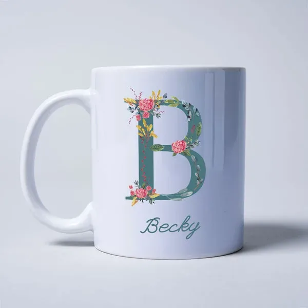 Personalised Mug - Watercolour Floral Initial - Image 2