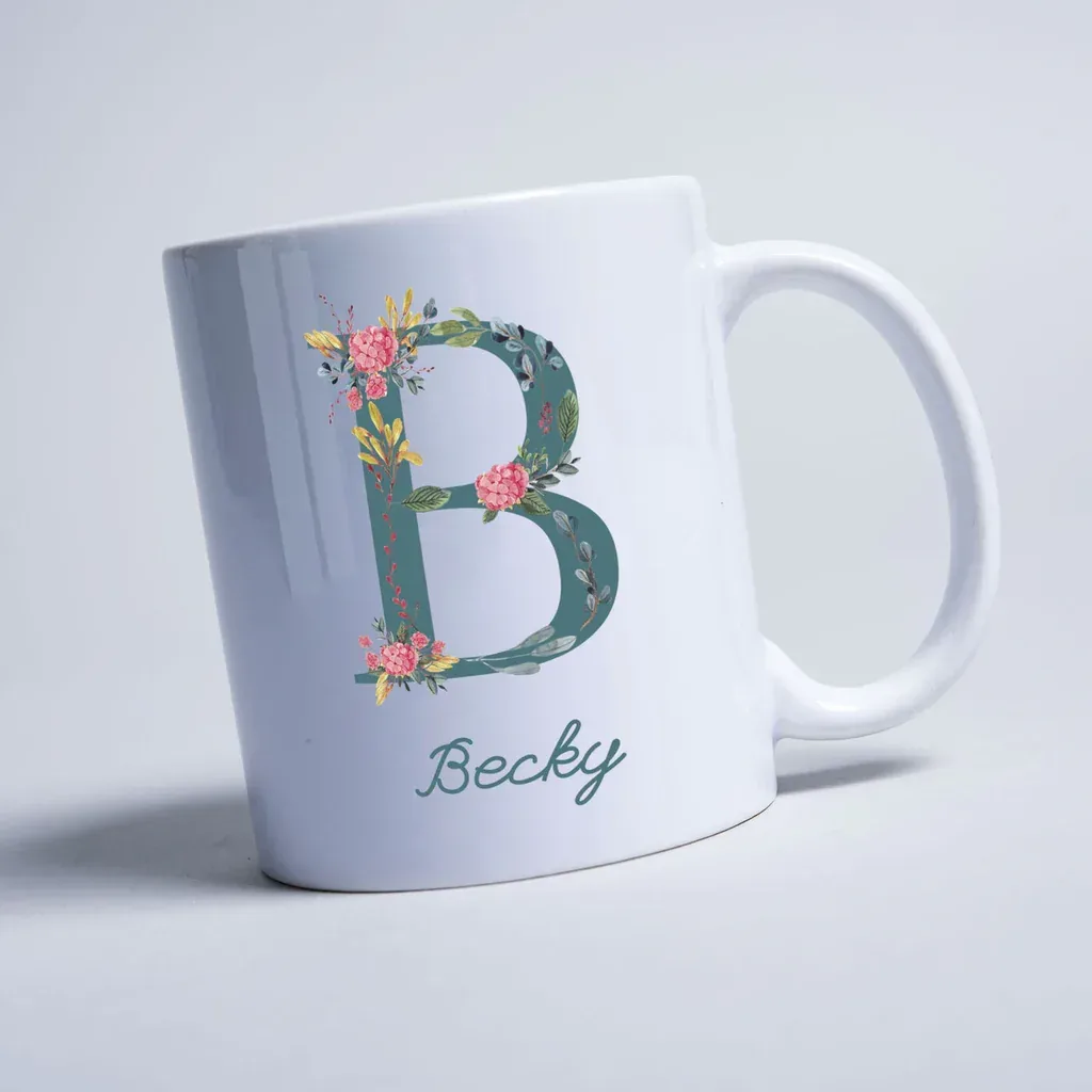 Personalised Mug - Watercolour Floral Initial - Image 3