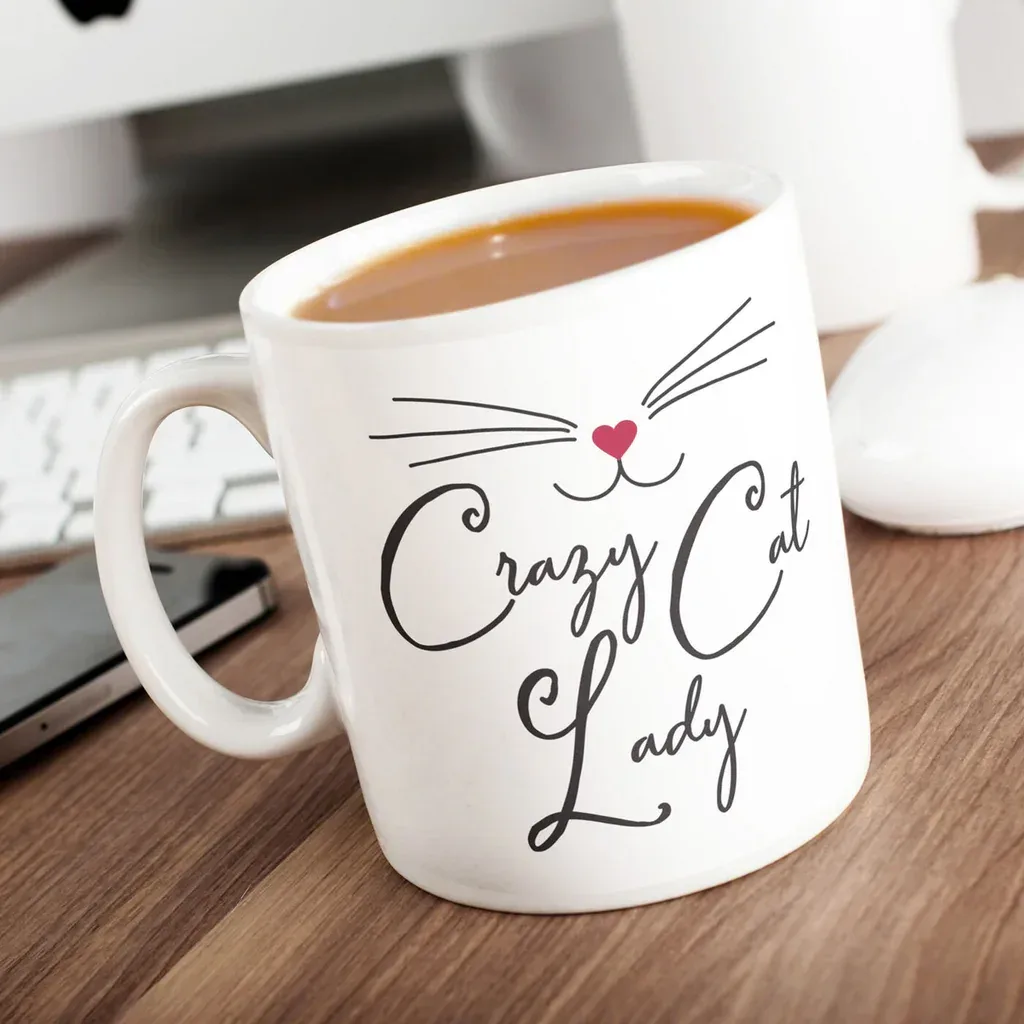 Personalised Crazy Cat Lady Mug | Custom Message Cat Lover Coffee Mug - Image 2