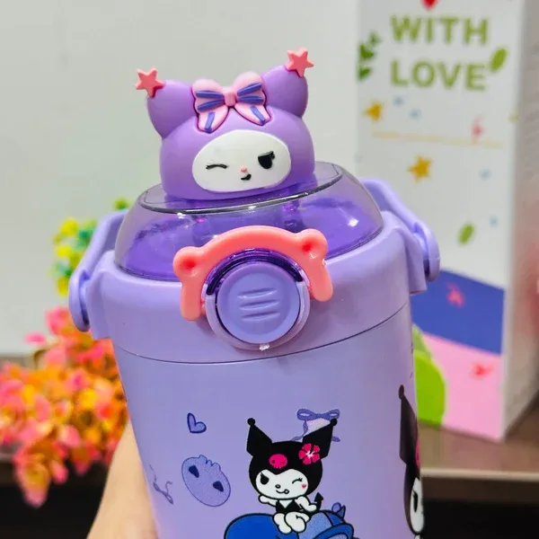 Kuromi Theme 700ml Insulated Stainless Steel Tumbler with Handle & Straw – Cute 3D Printed Sipper Bottle - Image 5