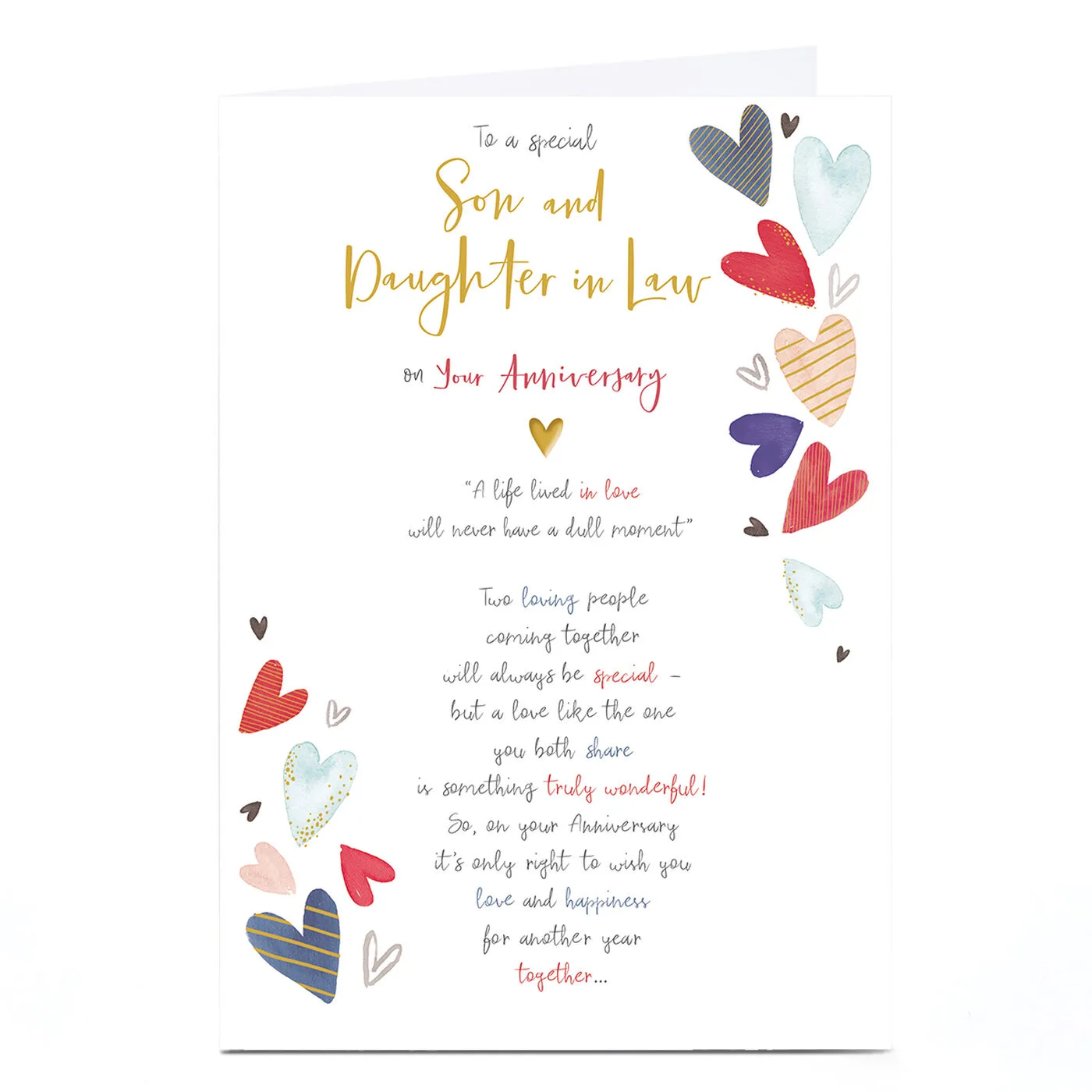 Anniversary Card - A Life Lived In Love, Son and Daughter in Law