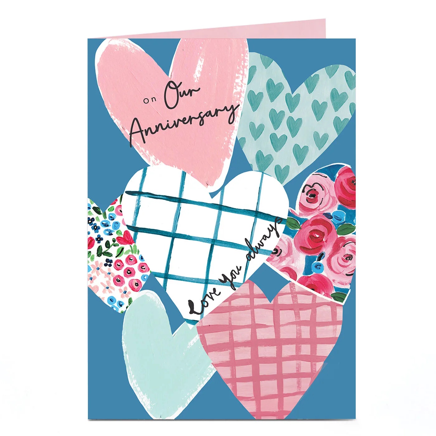 Anniversary Card - Love You Always Patchwork Hearts