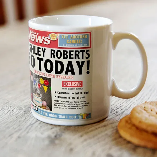 Personalised Mug - 50th Birthday News