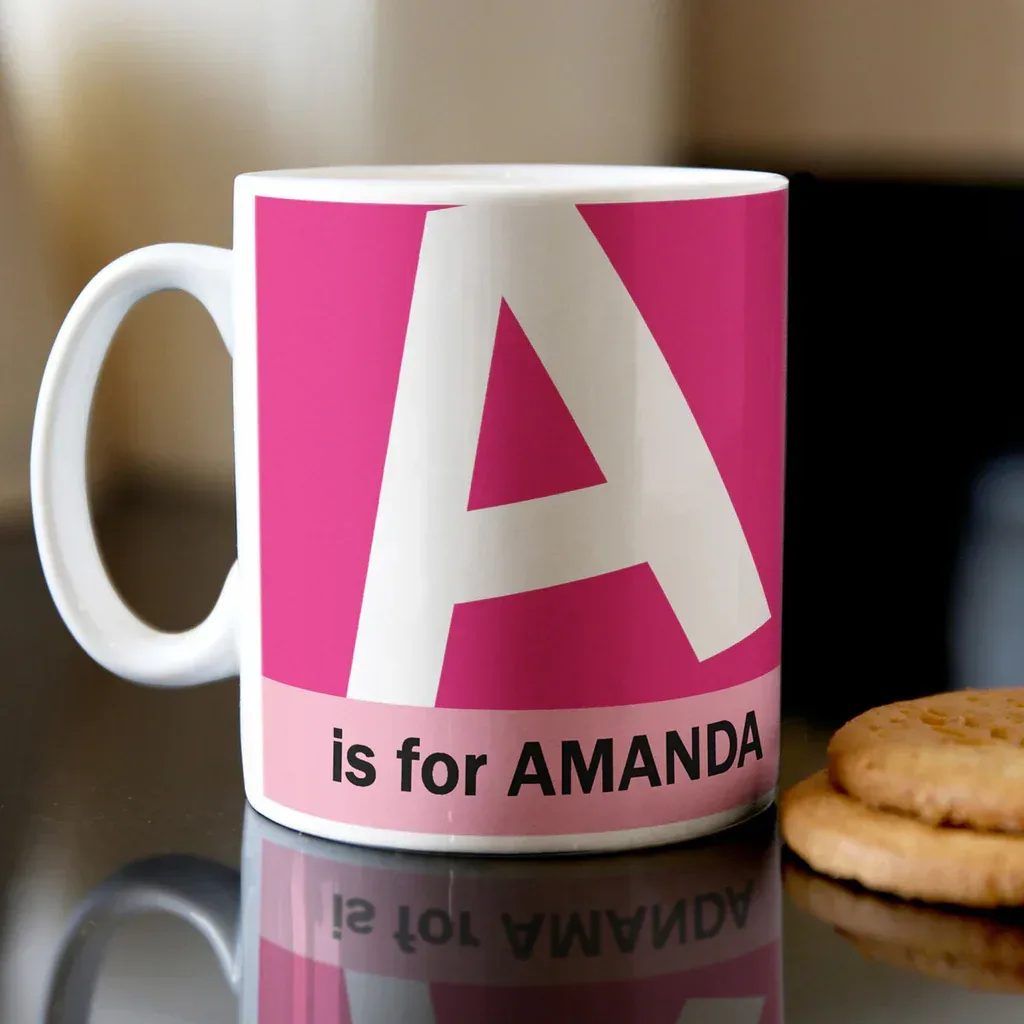Personalized Pink Name Mug | Custom Initial Coffee Mug