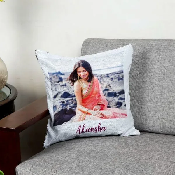 Personalized Photo Cushion, Magic Reveal Sequin Cushion, Custom Photo Pillow