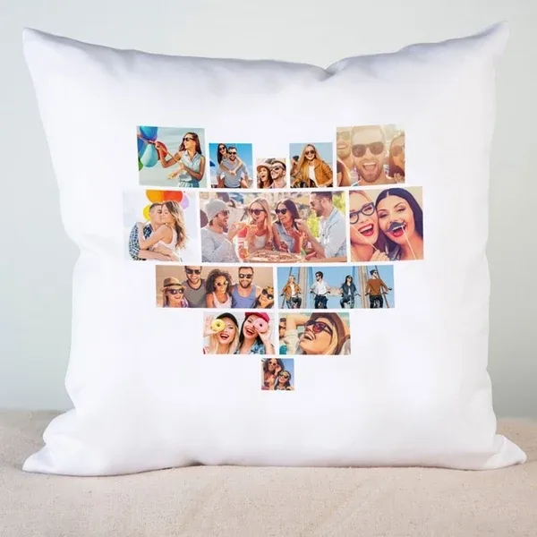 Multi Photo Upload Heart Shape Cushion – Personalized Custom Photo Cushion