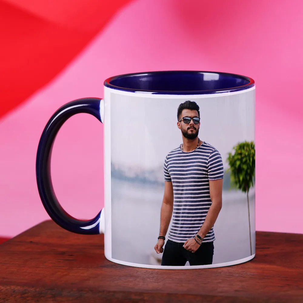 Custom Blue Photo Mug – Personalized with Your Favorite Picture - Image 2