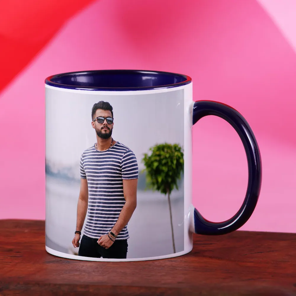 Custom Blue Photo Mug – Personalized with Your Favorite Picture