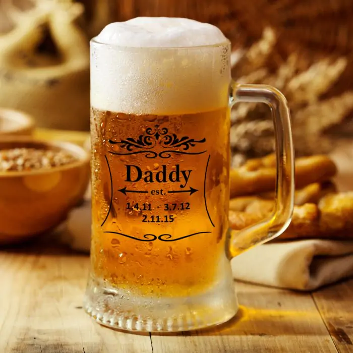 Personalised Daddy Transparent Beer Mug For Father's Day