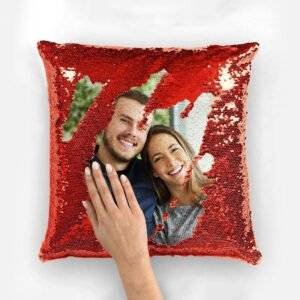 Personalised Magic Sequin Photo Cushion – Swipe to Reveal Your Memories