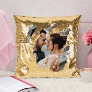 Personalised Magic Sequin Pillow – Golden