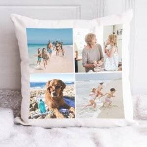 Personalized White Photo Pillow – Multi-Photo Collage Design