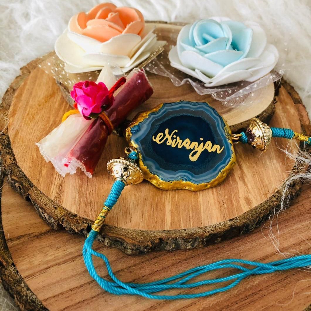 Personalized Premium Agate Rakhi for Brother