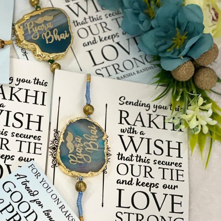 Personalized Premium Agate Rakhi for Brother - Image 4