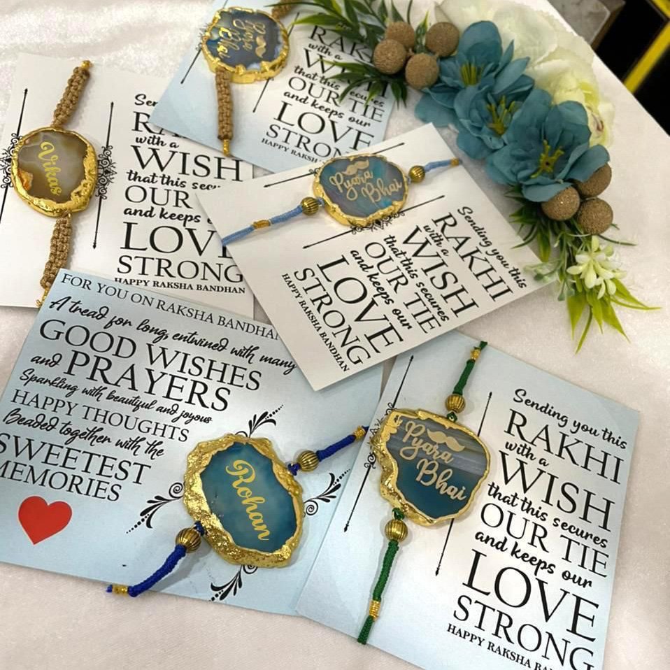 Personalized Premium Agate Rakhi for Brother - Image 2