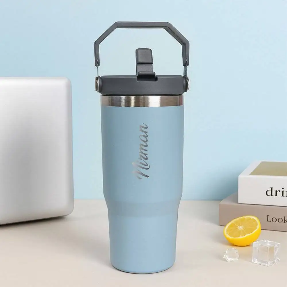 Personalized Blue Hydro Tumbler – 900 ml | Custom Name | Hot & Cold Stainless Steel Flask