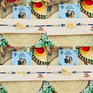 Custom Name Metal Rakhi with Evil Eye
