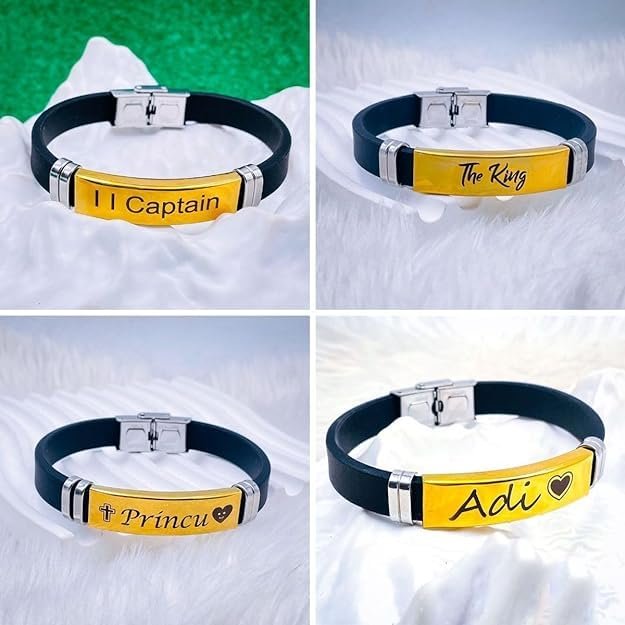 Custom Engraved Name Bracelet – Unisex | Golden Finish - Image 2