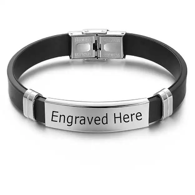 personalised braclate silver